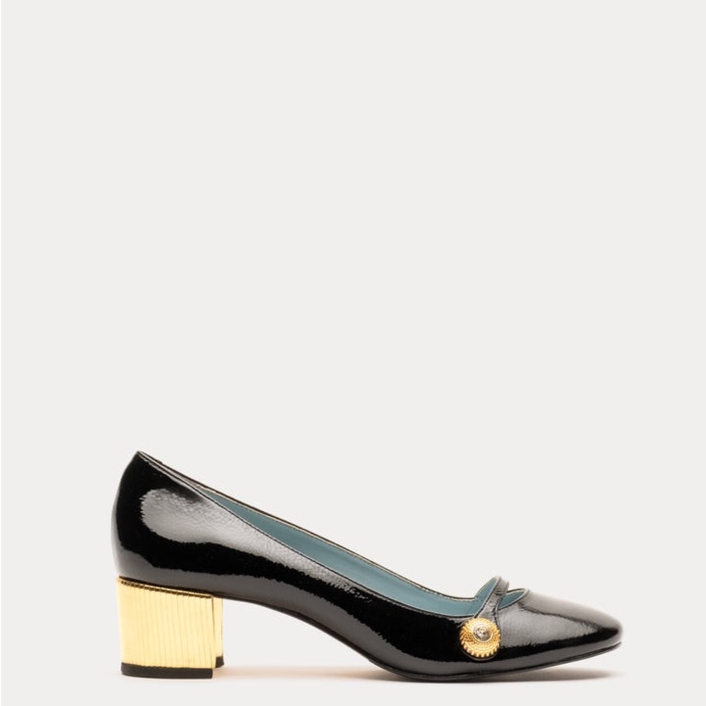 Francis Valentine Gaga Pump Crinkled Patent Leather Mary Jane Black 8 B